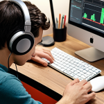 **Focused Work Scene:** A person intensely working on a personal project, employing the Pomodoro Technique. They are in a quiet workspace, minimizing distractions, possibly with noise-canceling headphones.  The atmosphere suggests high focus and productivity.